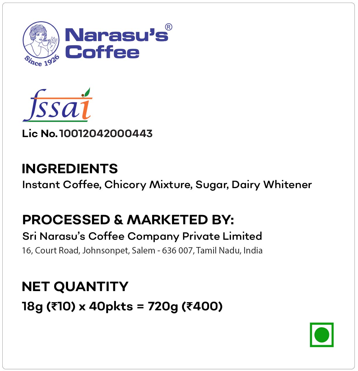 Premix coffee sachets